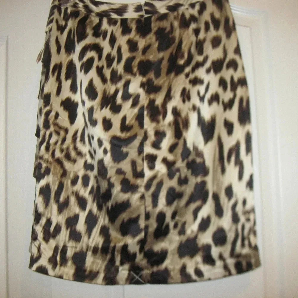 NWT WORTHINGTON  Leopard Print Ruffled Skirt 10 P - Picture 4 of 6